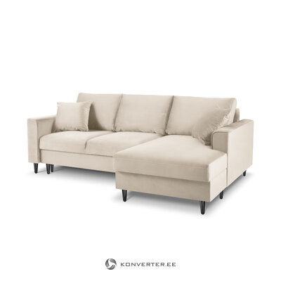 Kampinė sofa-lova (cartadera) mazzini sofos smėlio spalvos, aksomo, juodo chromo metalo, geriau