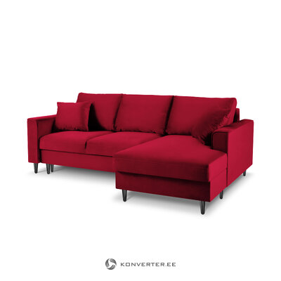 kampinė sofa-lova (cartadera) mazzini sofos raudona, aksominė, juoda chromo metalinė, geresnė