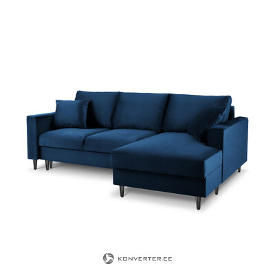 Kampinė sofa-lova (cartadera) sofos mazzini sofos sodriai mėlyna, aksominė, juoda chromo metalinė, geresnė