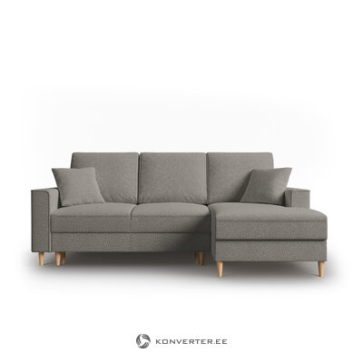 Kampinė sofa-lova (cartadera) mazzini sofos pilka, boucle, natūralaus buko mediena, geresnė