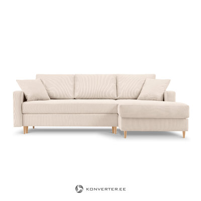 Corner sofa bed (rose) mazzini sofas beige, velvet, natural beech wood, better