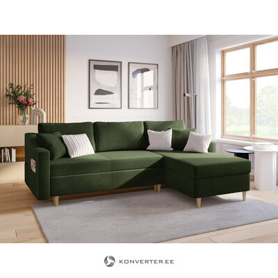 Corner sofa bed (rose) mazzini sofas bottle green, velvet, natural beech wood, better