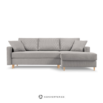 Corner sofa bed (rose) mazzini sofas, light gray, velvet, natural beech wood, better