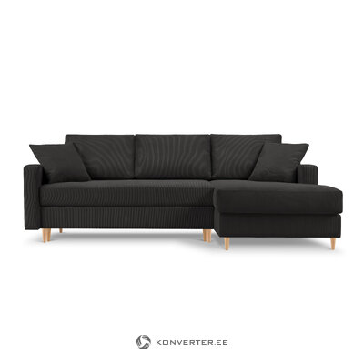 Kampinė sofa-lova (rožinė) mazzini sofos tamsiai pilka, aksominė, natūralaus buko mediena, geriau