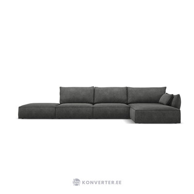 Kampinė sofa &#39;vanda&#39;, pilka, šenilinė, juodo plastiko, geriau