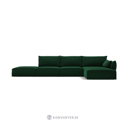 Kampinė sofa &#39;vanda&#39; buteliukas žalias, aksominis, juodas plastikas, geriau