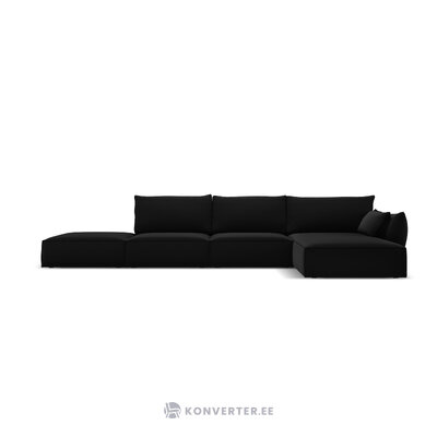 Kampinė sofa &#39;vanda&#39; juoda, aksominė, juoda plastikinė, geriau