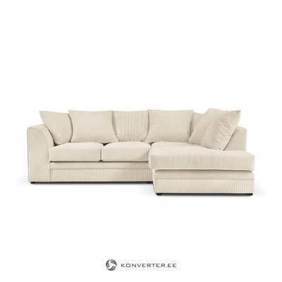 Corner sofa (quince) mazzini sofas light beige, velvet, without legs, better