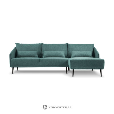 Corner sofa (nigella) mazzini sofas turquoise blue, structured fabric, black beech wood, better