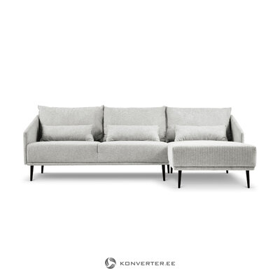 Stūra dīvāns (nigella) mazzini dīvāni sudrabs, strukturēts audums, melns dižskābarža koks, labāk