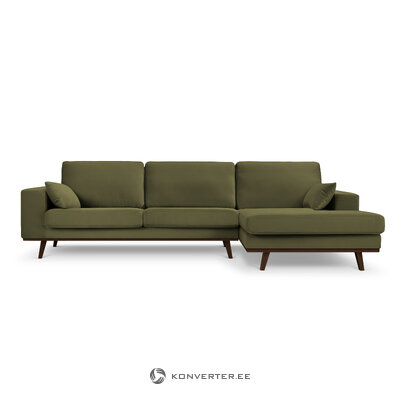 Corner sofa (hebe) mazzini sofas green, velvet, without legs, better