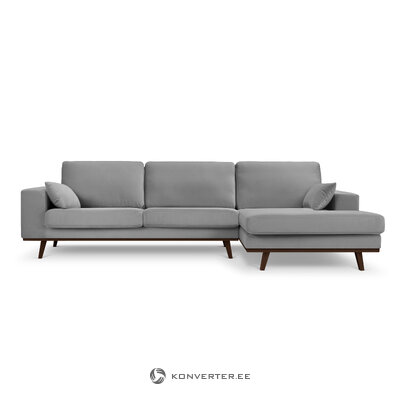 Corner sofa (hebe) mazzini sofas grey, velvet, without legs, better