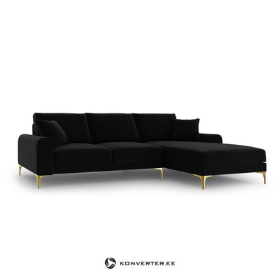 Stūra dīvāns (madara) mazzini dīvāni melns, samts, zelta metāls, labāk