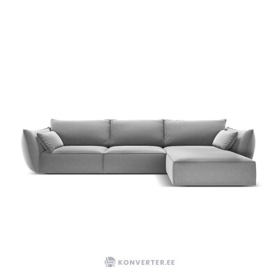 Kampinė sofa &#39;vanda&#39; pilka, aksominė, juodo plastiko, geriau