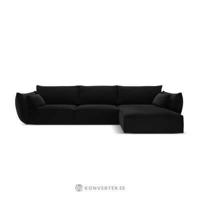 Kampinė sofa &#39;vanda&#39; juoda, aksominė, juoda plastikinė, geriau