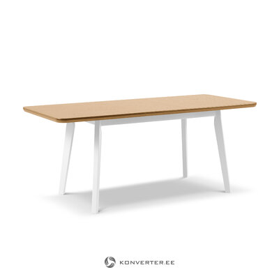 Extendable dining table (arum) mazzini sofas natural oak veneer and white, wood, 75x80x140