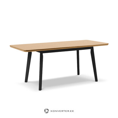 Ištraukiamas valgomojo stalas (arum) mazzini sofos natūralaus ąžuolo ir juodos, medinės, 75x80x140