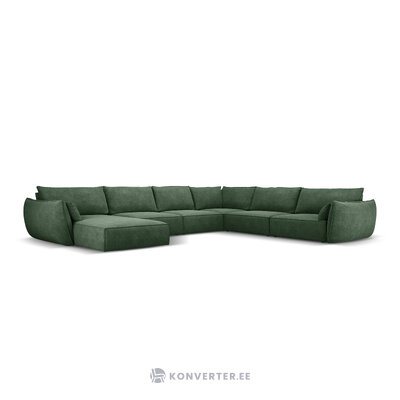 Панорамный угловой диван &quot;ванда&quot; бутылочно-зеленый, синель, черный пластик, лучше