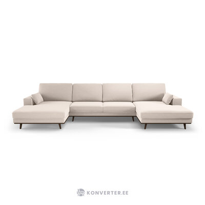 Panoraminė sofa &#39;hebe&#39; smėlio spalvos, aksominė