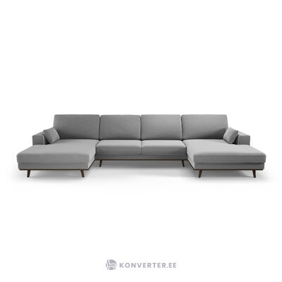 Panoraminė sofa &#39;hebe&#39; pilka, aksominė