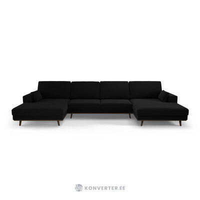 Panoraminė sofa &#39;hebe&#39; juoda, aksominė