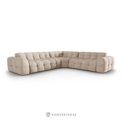 Kampinė sofa (nino) smėlio spalvos, struktūrinio audinio