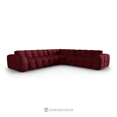 Corner sofa (nino) bordeaux, structured fabric