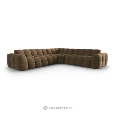 Corner sofa (nino) dark beige, velvet