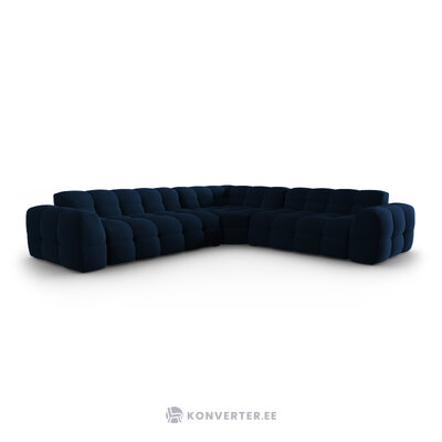 Corner sofa (nino) dark blue, velvet
