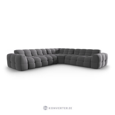 Угловой диван (нино) серый, бархат