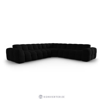 Угловой диван (нино) черный, бархат