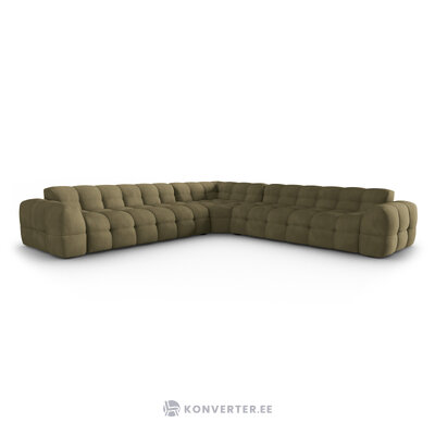 Stūra dīvāns (nino) gaiši zaļš, strukturēts audums
