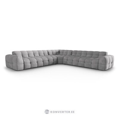 Kampinė sofa (nino) šviesiai pilka, struktūrinio audinio