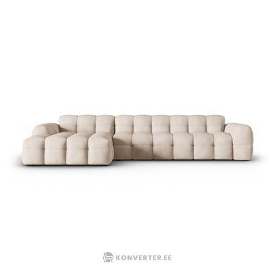 Kampinė sofa (nino) smėlio spalvos, struktūrinio audinio, kairė