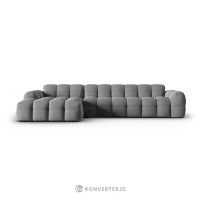 Kampinė sofa (nino), pilka, aksominė, kairė