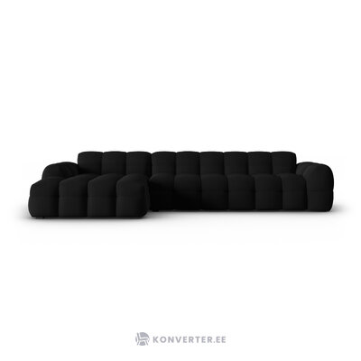 Corner sofa (nino) black, velvet, left