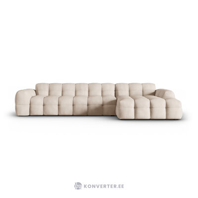 Stūra dīvāns (nino) bēšs, strukturēts audums, labāk
