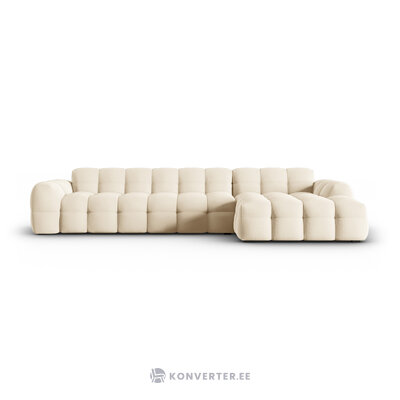Kampinė sofa (nino) smėlio spalvos, aksominė, geriau