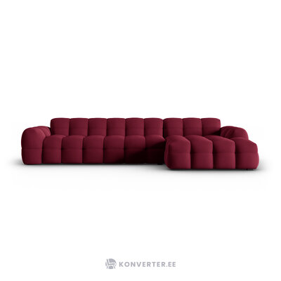 Kampinė sofa (nino) raudona, aksominė, dešinė