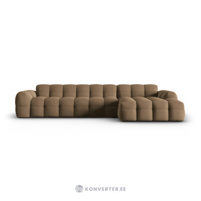 Corner sofa (nino) dark beige, velvet, better