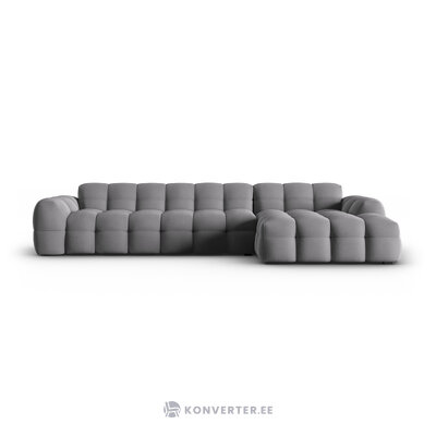 Corner sofa (nino) grey, velvet, better