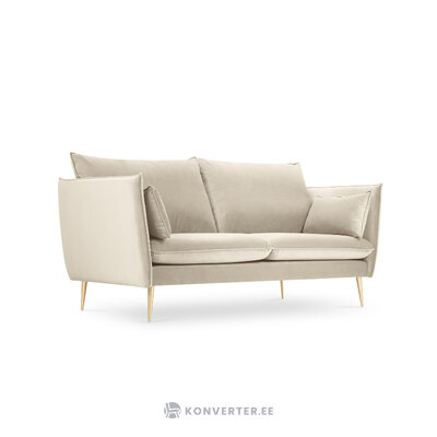 Sofa agatas (micadoni home) smėlio spalvos, aksomas, auksinis metalas