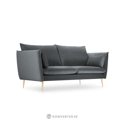 Sofa agatas (micadoni home) tamsiai pilkas, aksomas, auksinis metalas