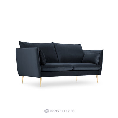 Sofa agatas (micadoni home) tamsiai mėlynas, aksomas, auksinis metalas