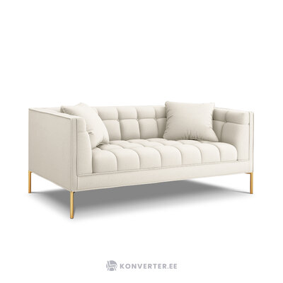 Sofa karoo (micadoni home) light beige, structured fabric, gold metal