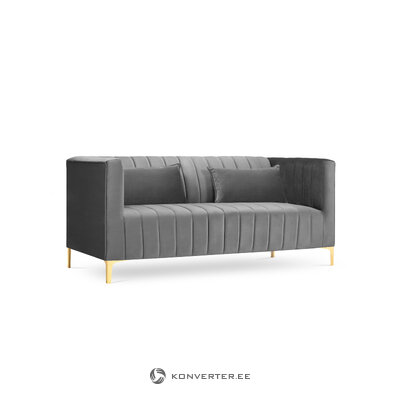 Anite sofa (micadoni home) šviesiai pilka, aksominė, aukso spalvos metalas