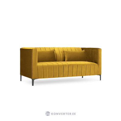 Anite sofa (micadoni home) geltona, aksominė, juodas chromo metalas