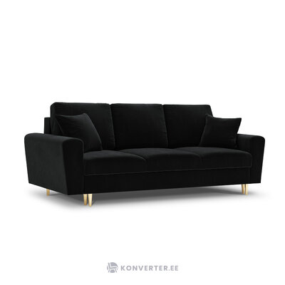 Moghan sofa, 3-seater (micadon home) black, velvet, gold metal