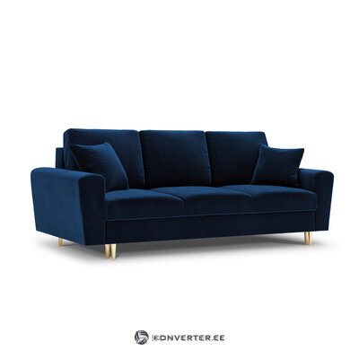 Moghan sofa, 3-seater (micadon home) deep blue, velvet, gold metal