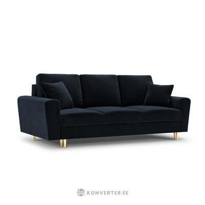 Moghan sofa, 3-seater (micadon home) dark blue, velvet, gold metal